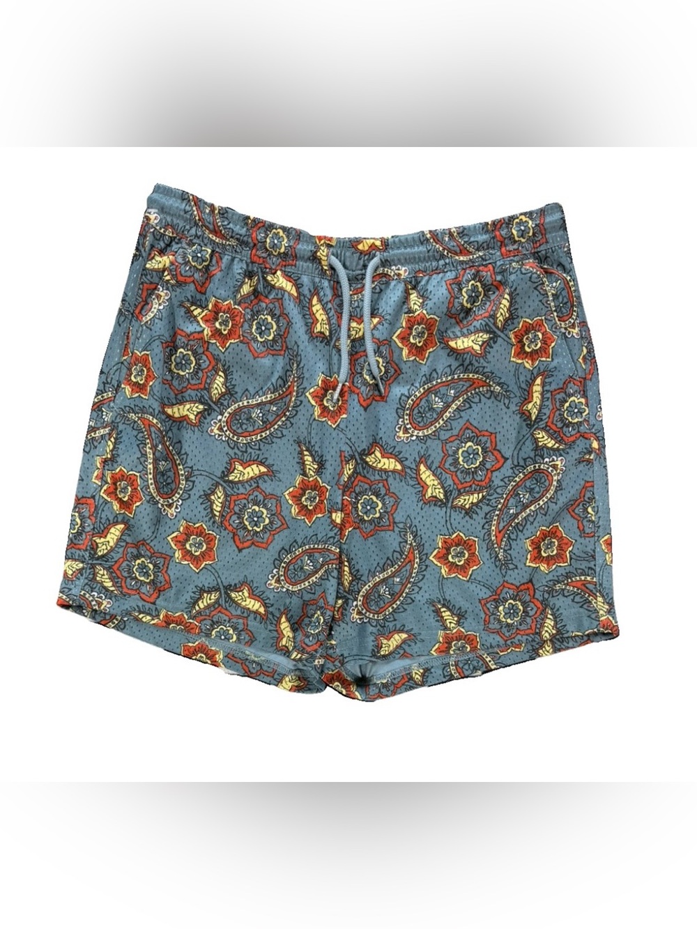 RSQ Paisley Floral Athletic Mesh Shorts NEW NWT Men's Medium Gray Pockets Tillys